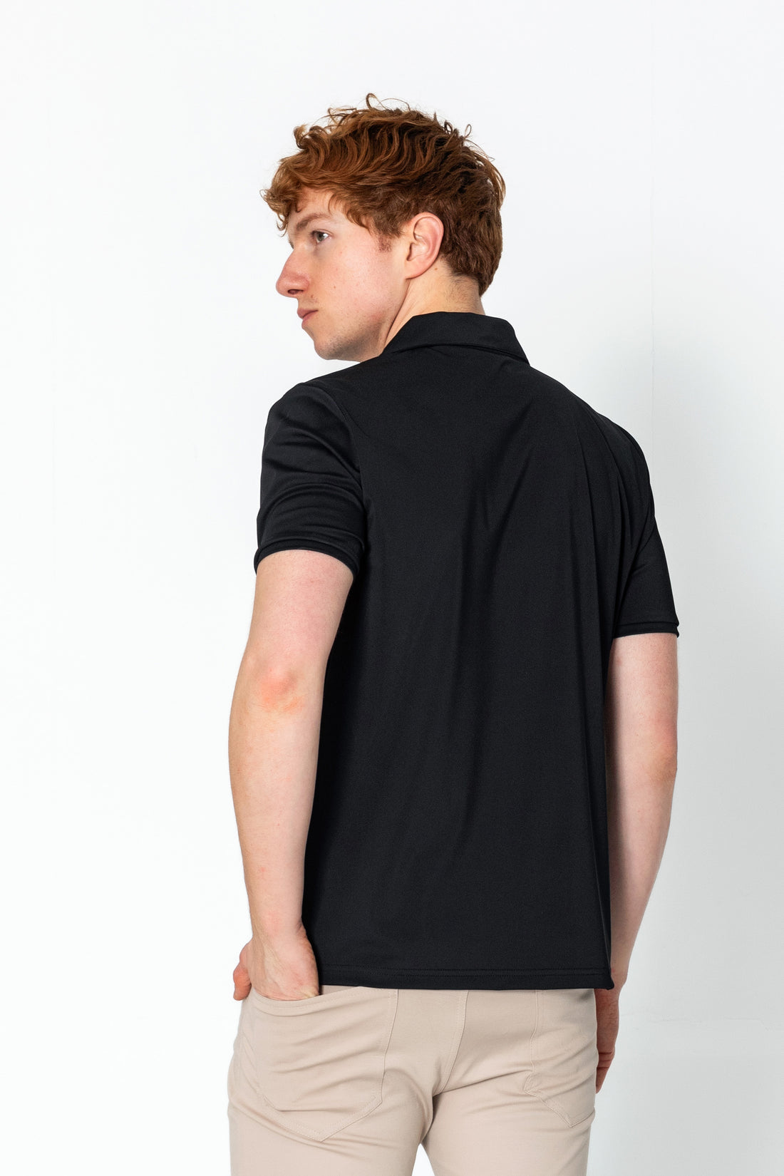 Wrinkle Free Tapered Travel Polo Shirts - Black