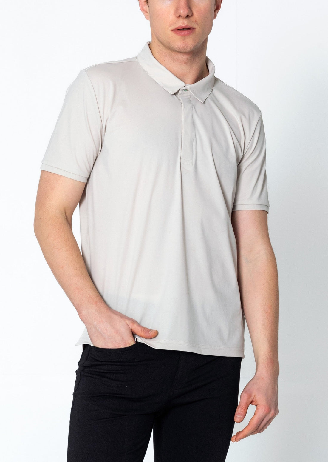 Wrinkle Free Tapered Travel Polo Shirts - Stone