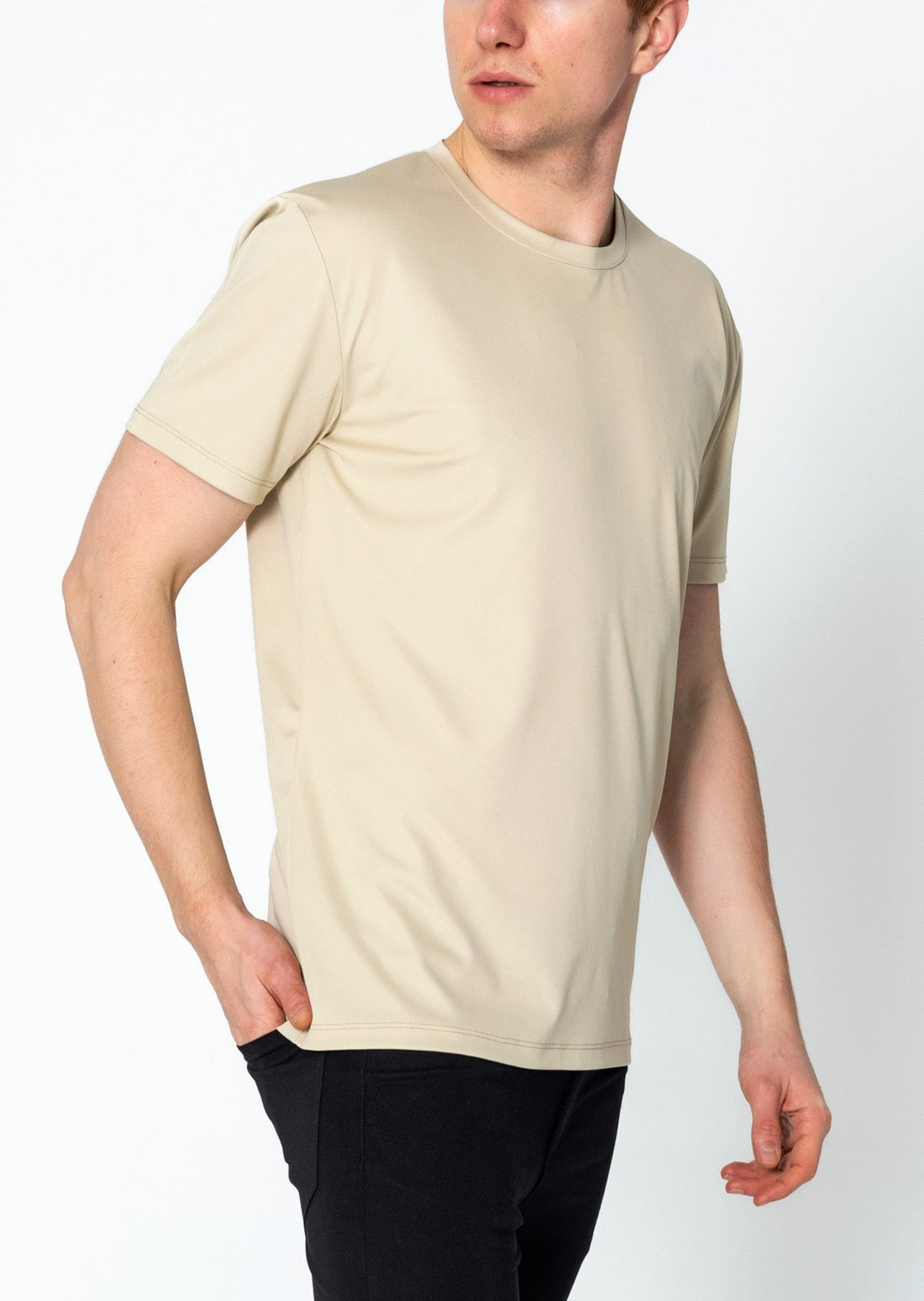 Luxurious Glow Crew-Neck T-Shirt - Beige