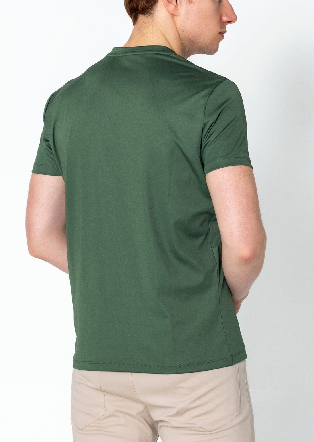 V-neck Fitted Sleeves T-shirt - Khaki