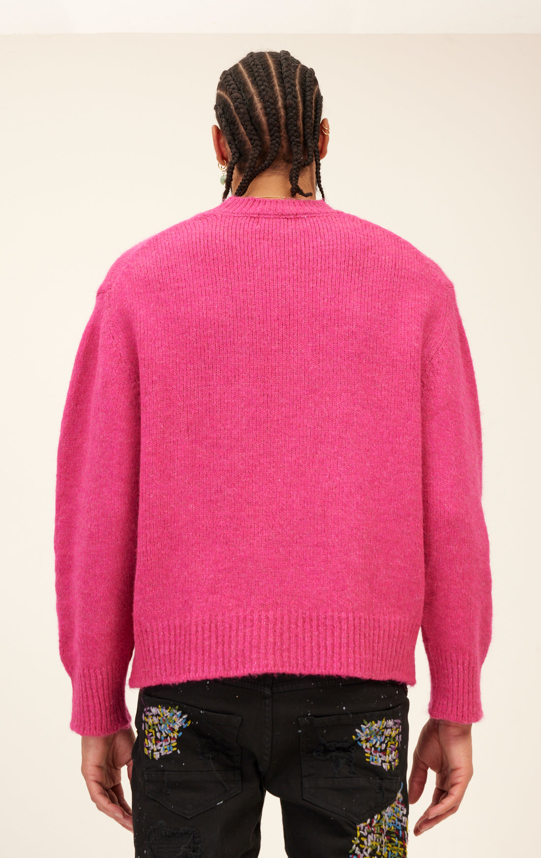 Nr. 9981 Flauschiger Pullover aus Wollmischung – Fuchsia