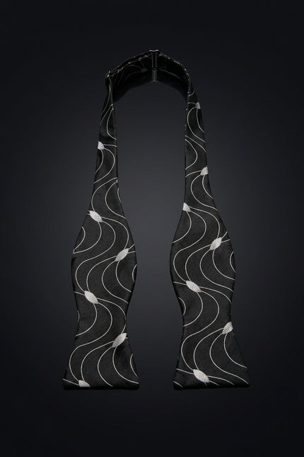 Self-Tie Bow Tie - Black And White Abstract - untied