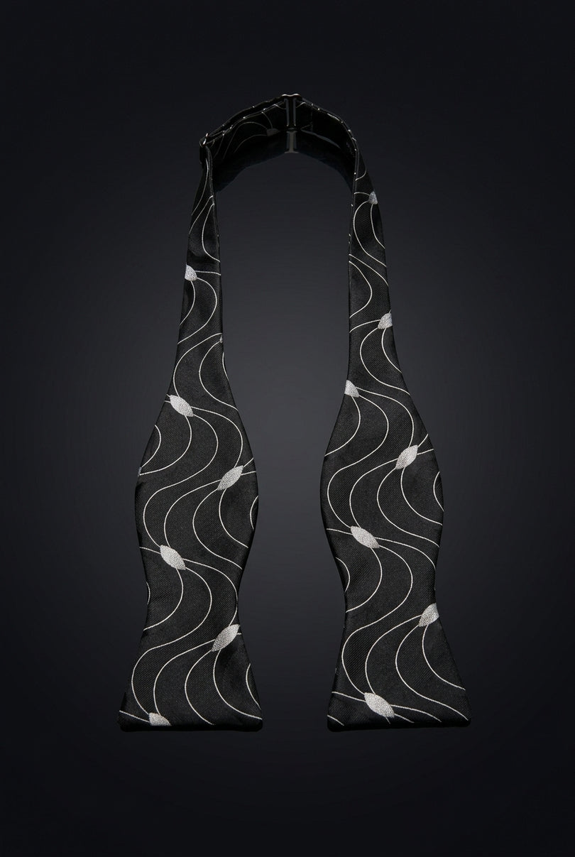 Self-Tie Bow Tie - Black And White Abstract - untied