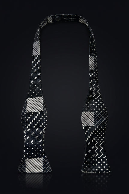 Self-Tie Bow Tie - Black And White Other - untied