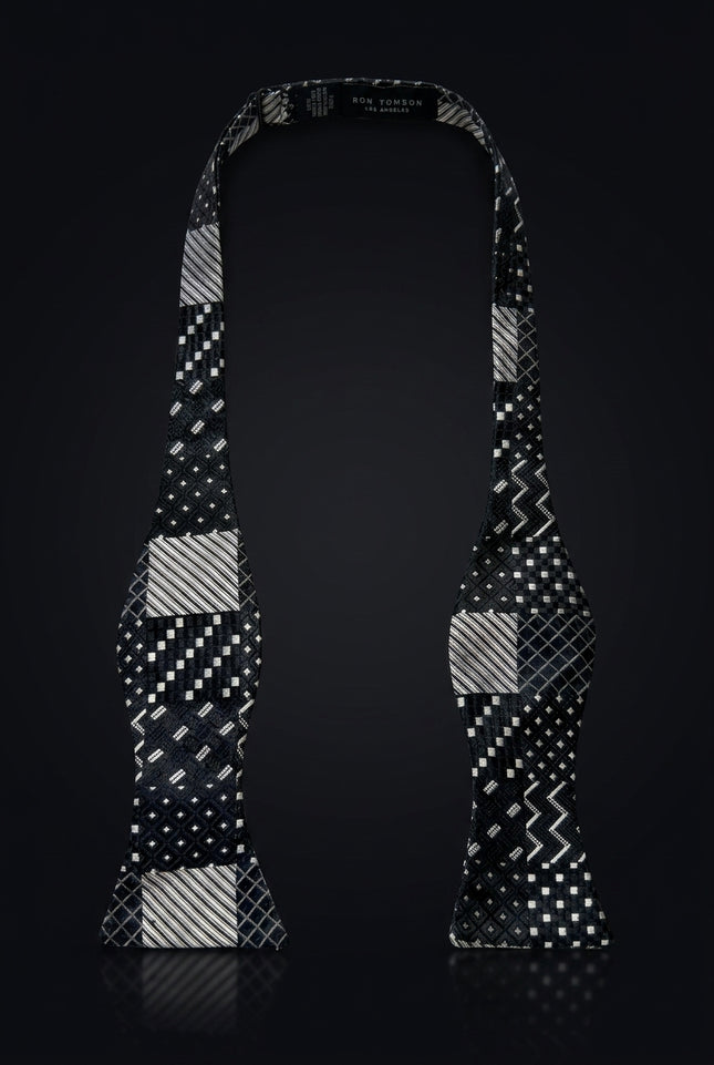 Self-Tie Bow Tie - Black And White Other - untied
