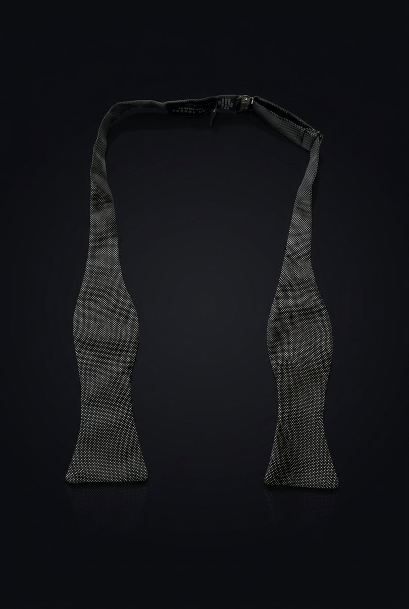 Self-Tie Bow Tie - Black Dotted - untied