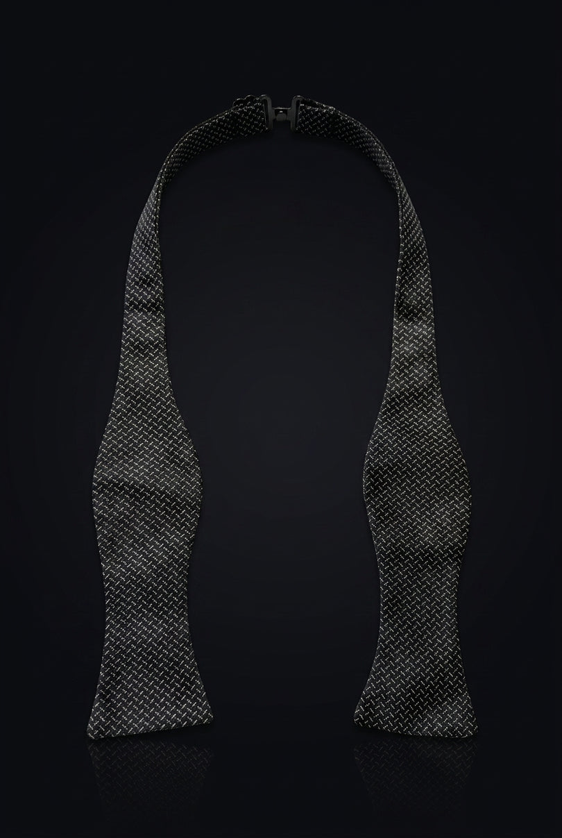 Self-Tie Bow Tie - Black Geometric - front