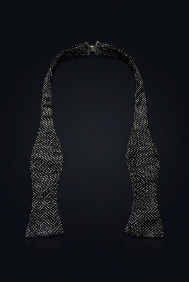 Self-Tie Bow Tie - Black Geometric - untied