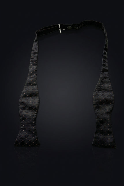 Self-Tie Bow Tie - Black Dotted - untied