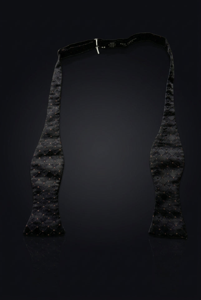 Self-Tie Bow Tie - Black Dotted - untied