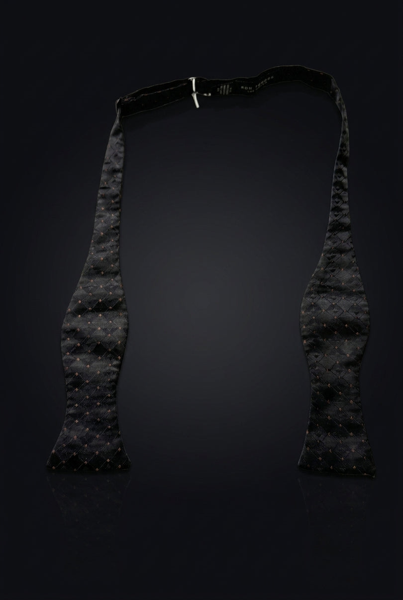 Self-Tie Bow Tie - Black Dotted - untied