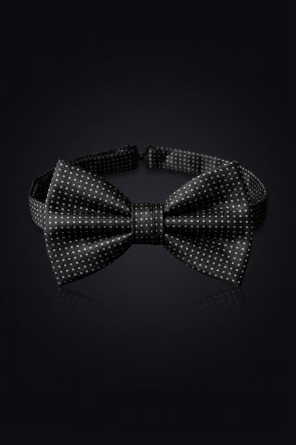 Self-Tie Bow Tie - Black Dotted - front