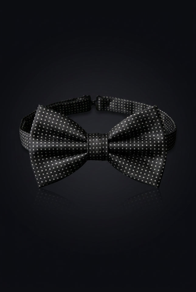 Self-Tie Bow Tie - Black Dotted - front
