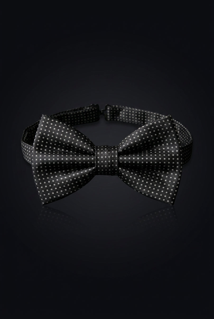 Self-Tie Bow Tie - Black Dotted - front