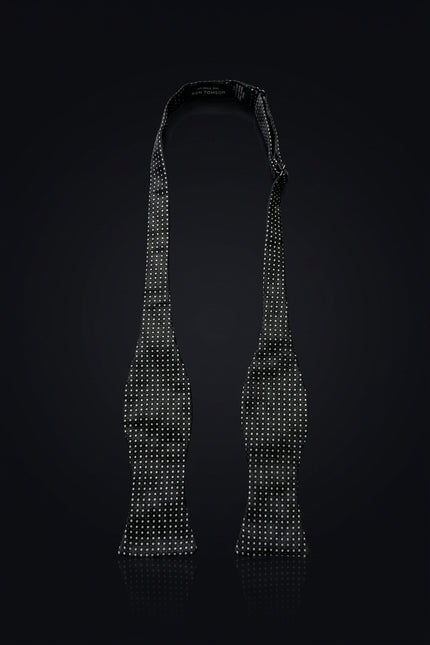 Self-Tie Bow Tie - Black Dotted - untied
