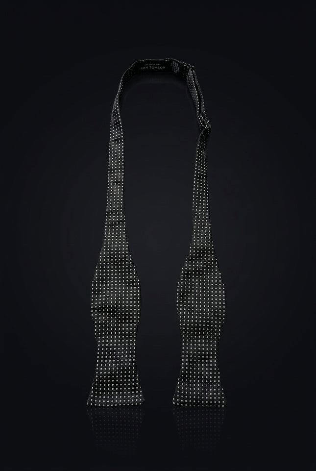 Self-Tie Bow Tie - Black Dotted - untied