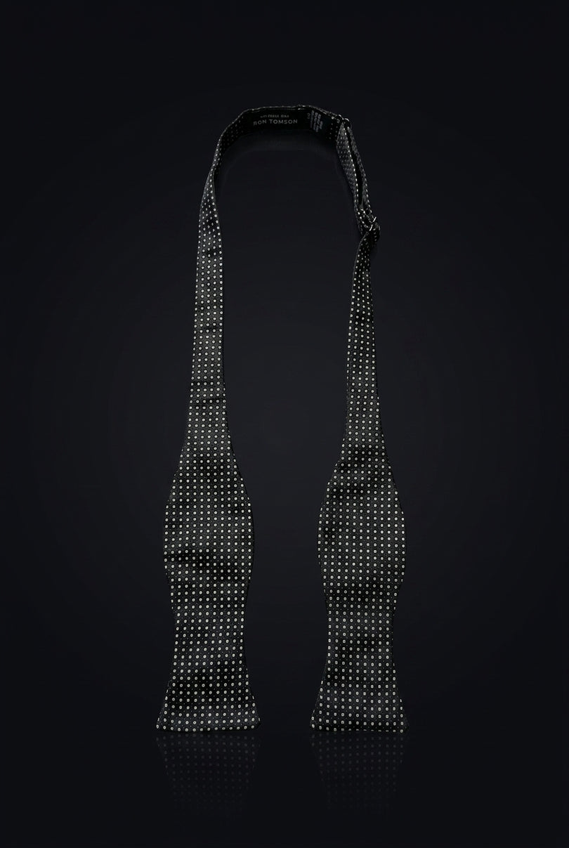Self-Tie Bow Tie - Black Dotted - untied