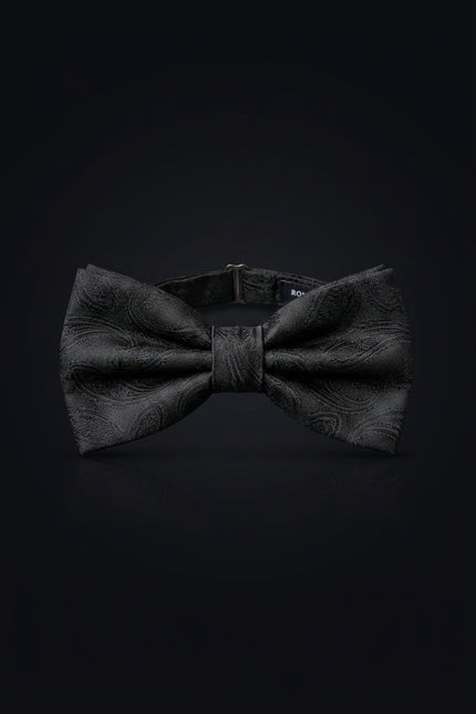 Self-Tie Bow Tie - Black Paisley - front
