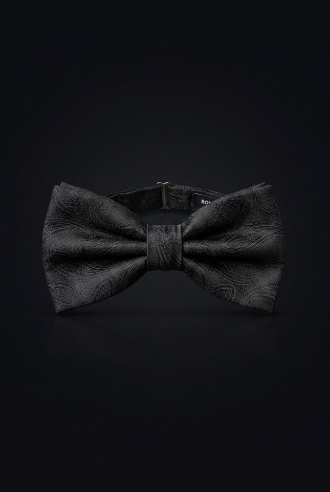 Self-Tie Bow Tie - Black Paisley - front