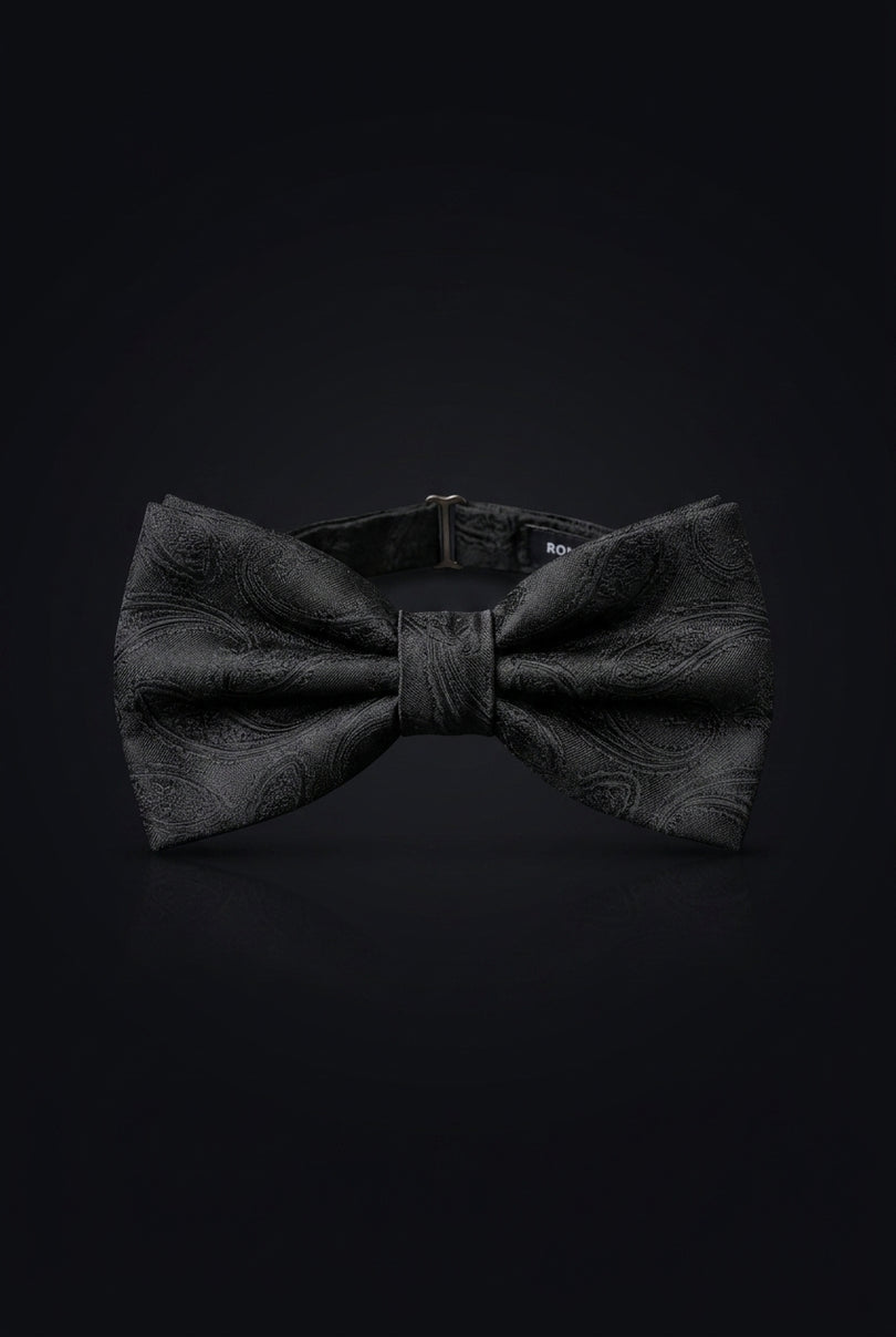 Self-Tie Bow Tie - Black Paisley - front