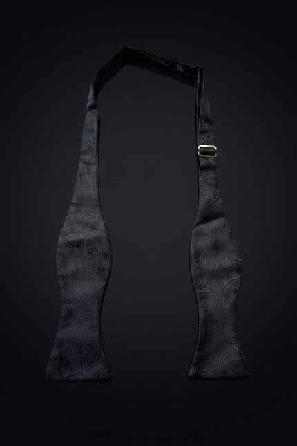 Self-Tie Bow Tie - Black Paisley - untied