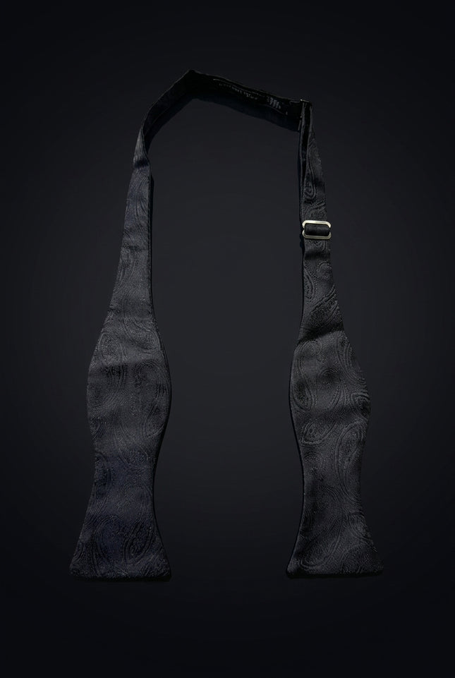 Self-Tie Bow Tie - Black Paisley - untied