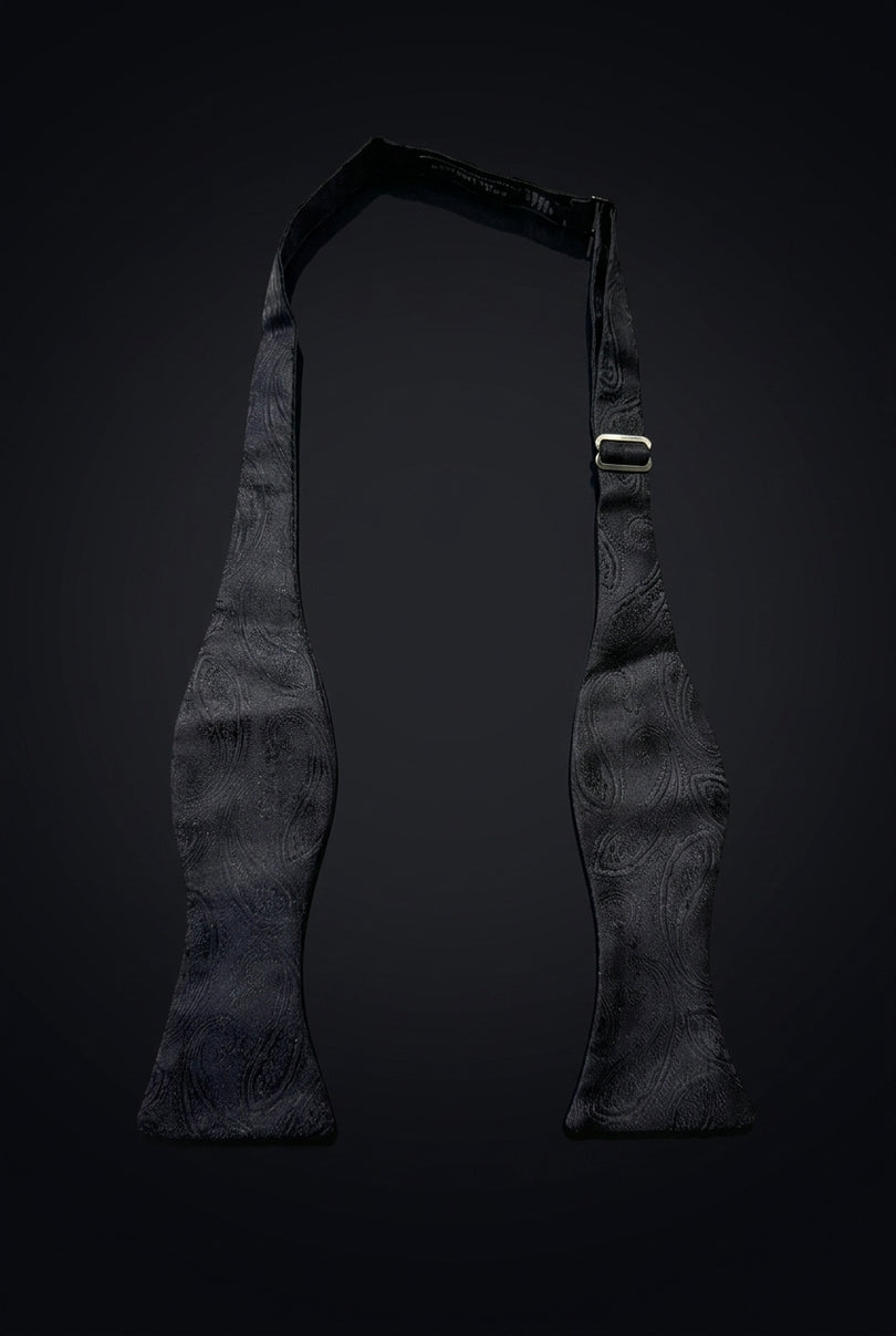 Self-Tie Bow Tie - Black Paisley - untied