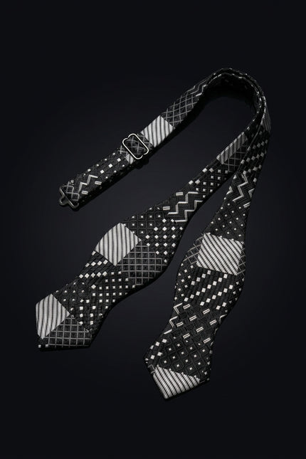 Self-Tie Bow Tie - Black White Other - untied