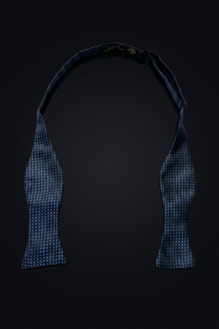 Self-Tie Bow Tie - Blue Black Checked - untied