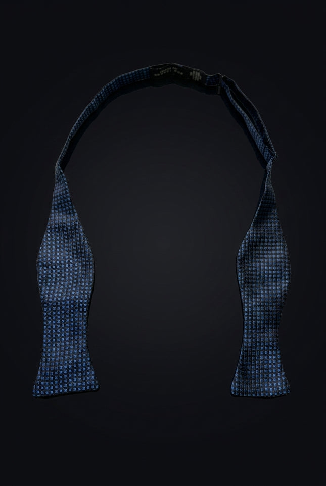 Self-Tie Bow Tie - Blue Black Checked - untied