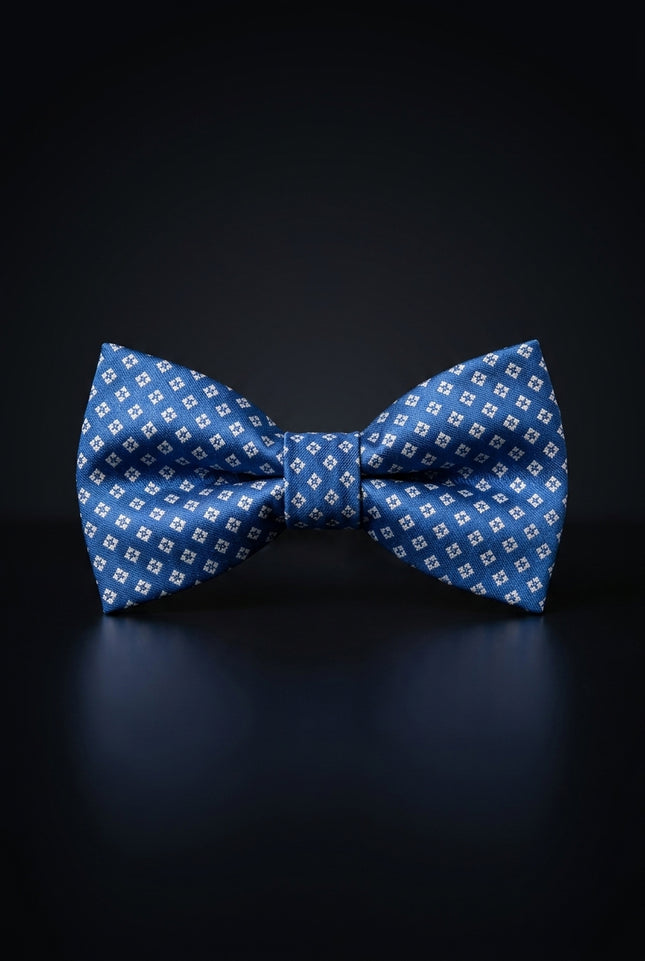 Self-Tie Bow Tie - Blue Geometric - front