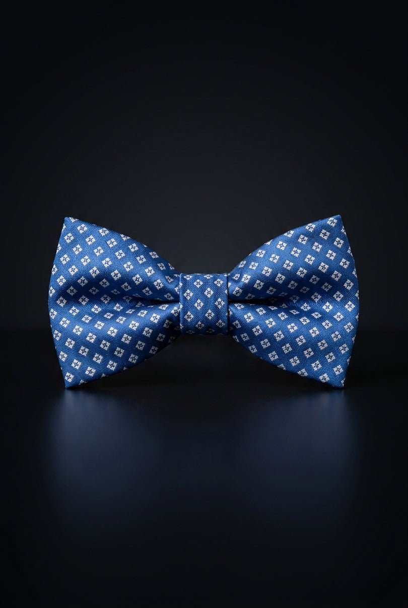 Self-Tie Bow Tie - Blue Geometric - front