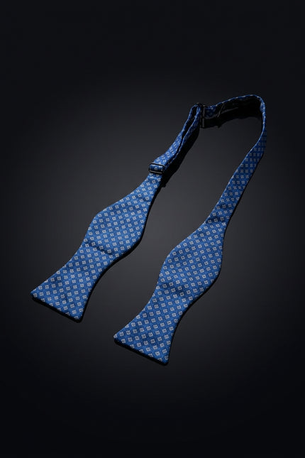 Self-Tie Bow Tie - Blue Geometric - untied