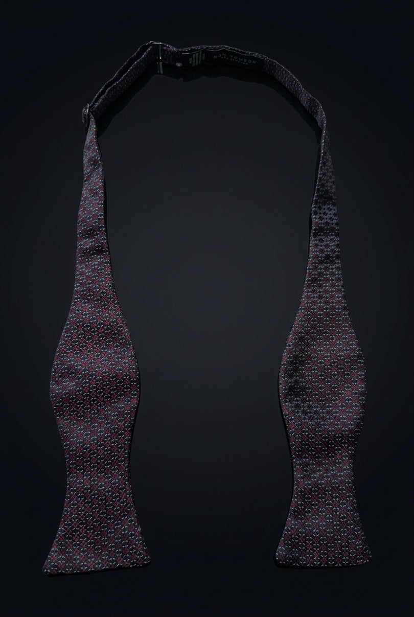 Self-Tie Bow Tie - Dark Blue Burgundy Other - untied