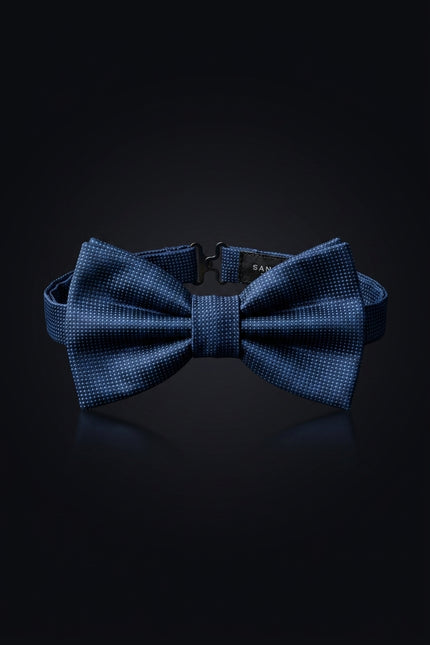 Self-Tie Bow Tie - Dark Blue Dotted - front