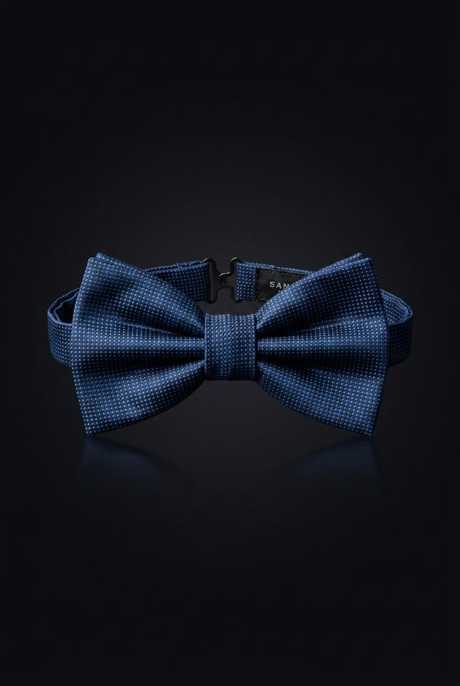 Self-Tie Bow Tie - Dark Blue Dotted - front