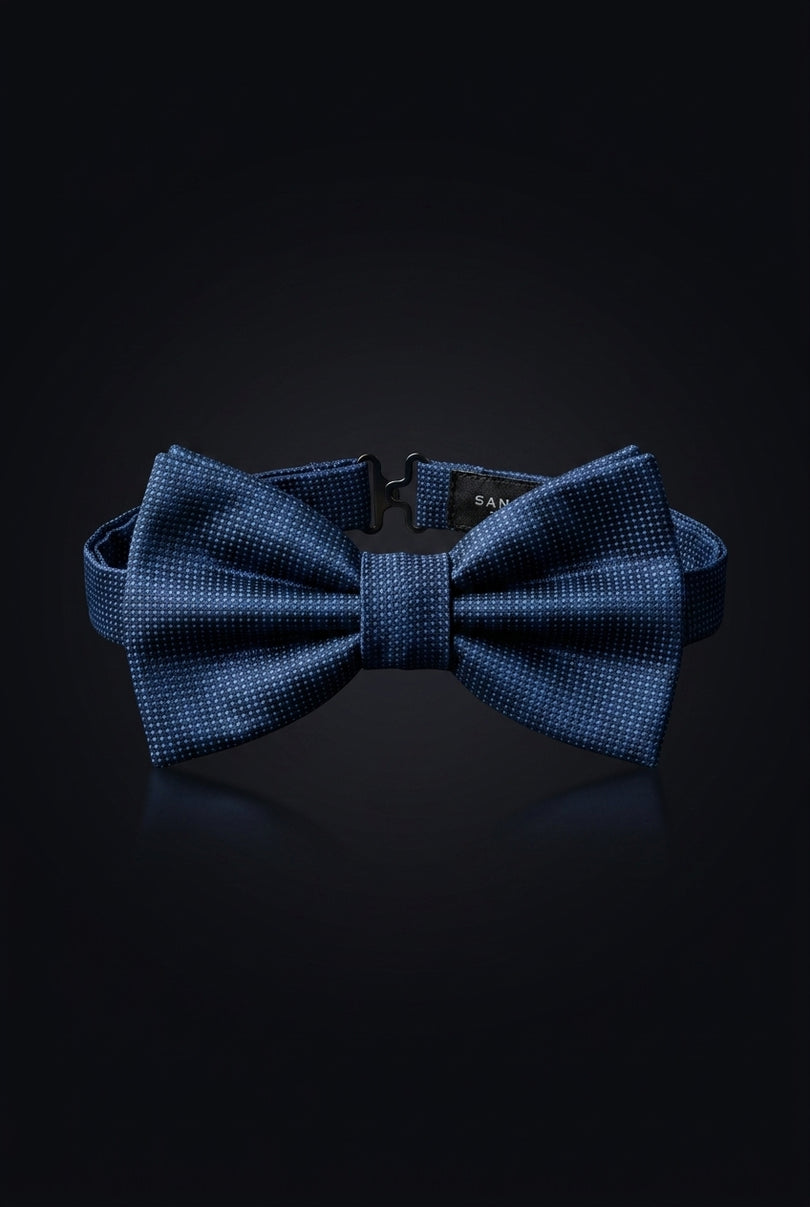 Self-Tie Bow Tie - Dark Blue Dotted - front