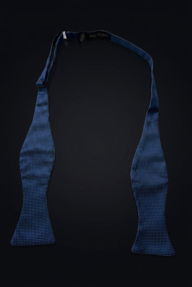 Self-Tie Bow Tie - Dark Blue Dotted - untied