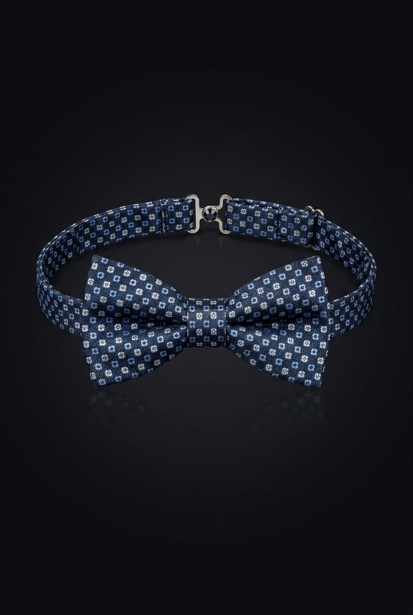 Self-Tie Bow Tie - Dark Blue Floral - front