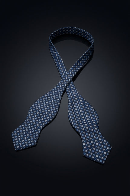 Self-Tie Bow Tie - Dark Blue Floral - untied