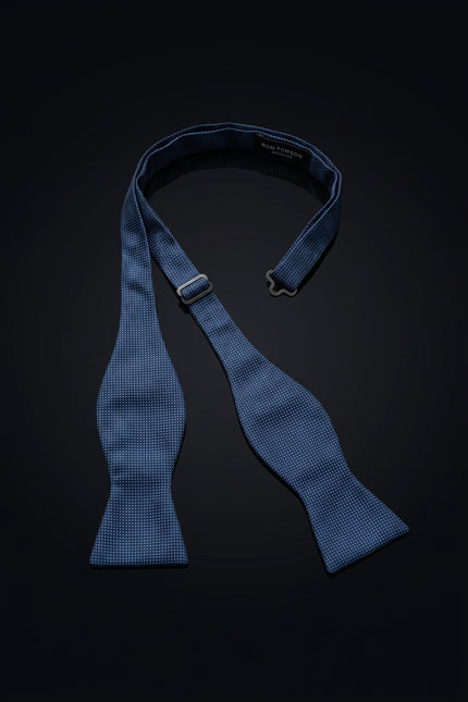Self-Tie Bow Tie - Dark Blue Dotted - untied