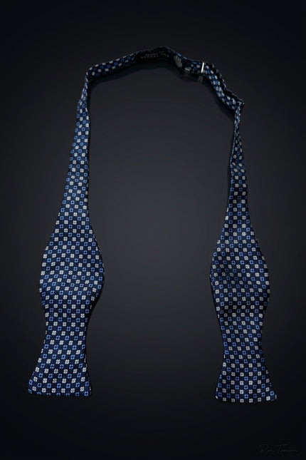 Self-Tie Bow Tie - Navy Blue Floral - untied