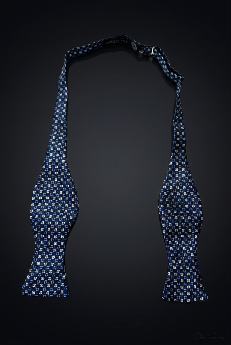 Self-Tie Bow Tie - Navy Blue Floral - untied