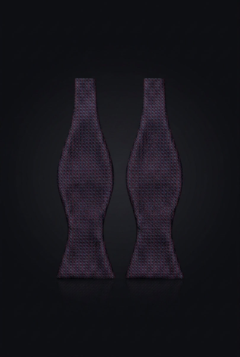Self-Tie Bow Tie - Navy Burgundy Geometric - front