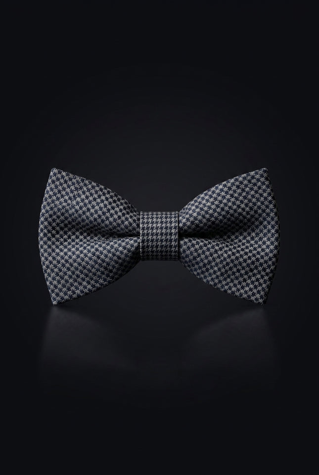Self-Tie Bow Tie - Navy And White Houndstooth - front
