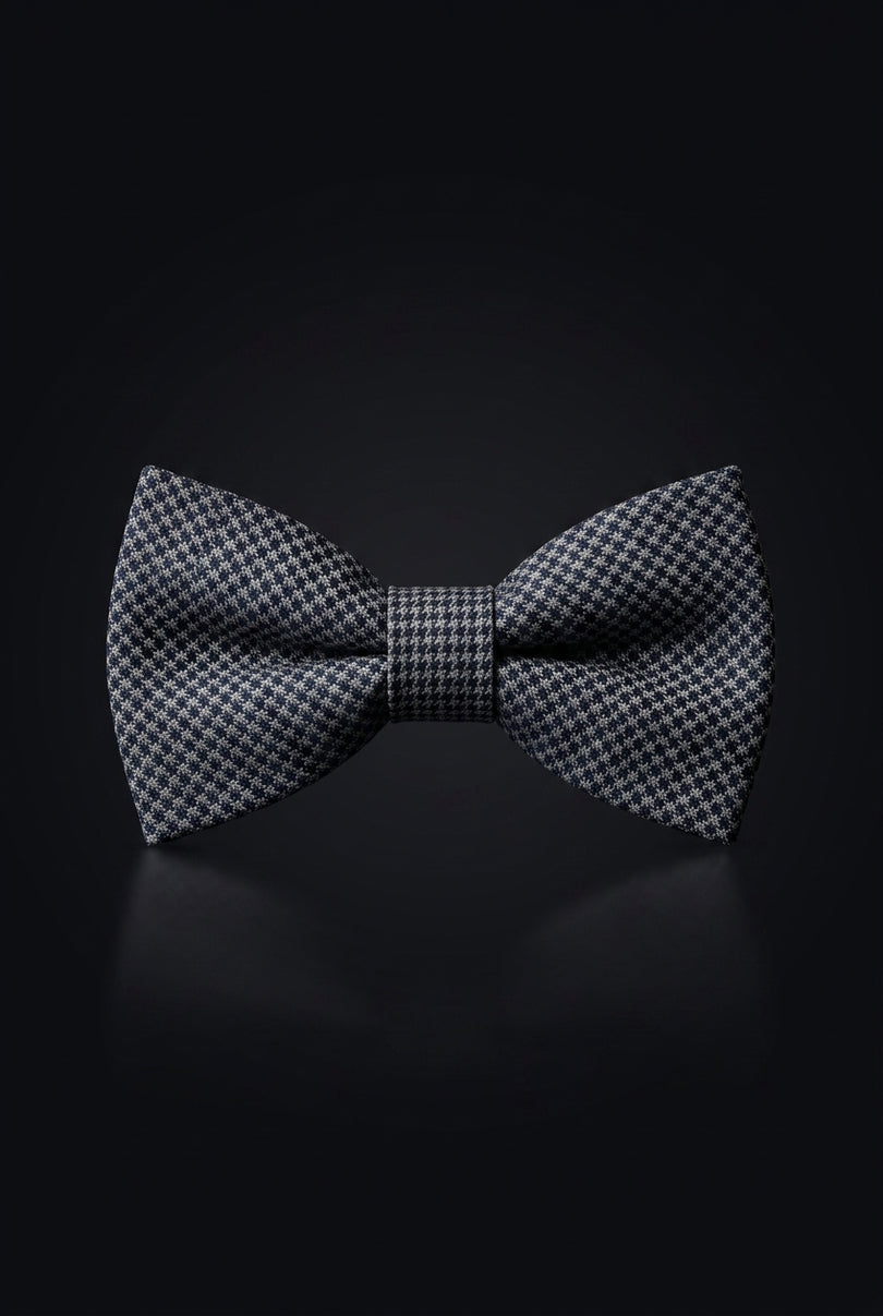 Self-Tie Bow Tie - Navy And White Houndstooth - front