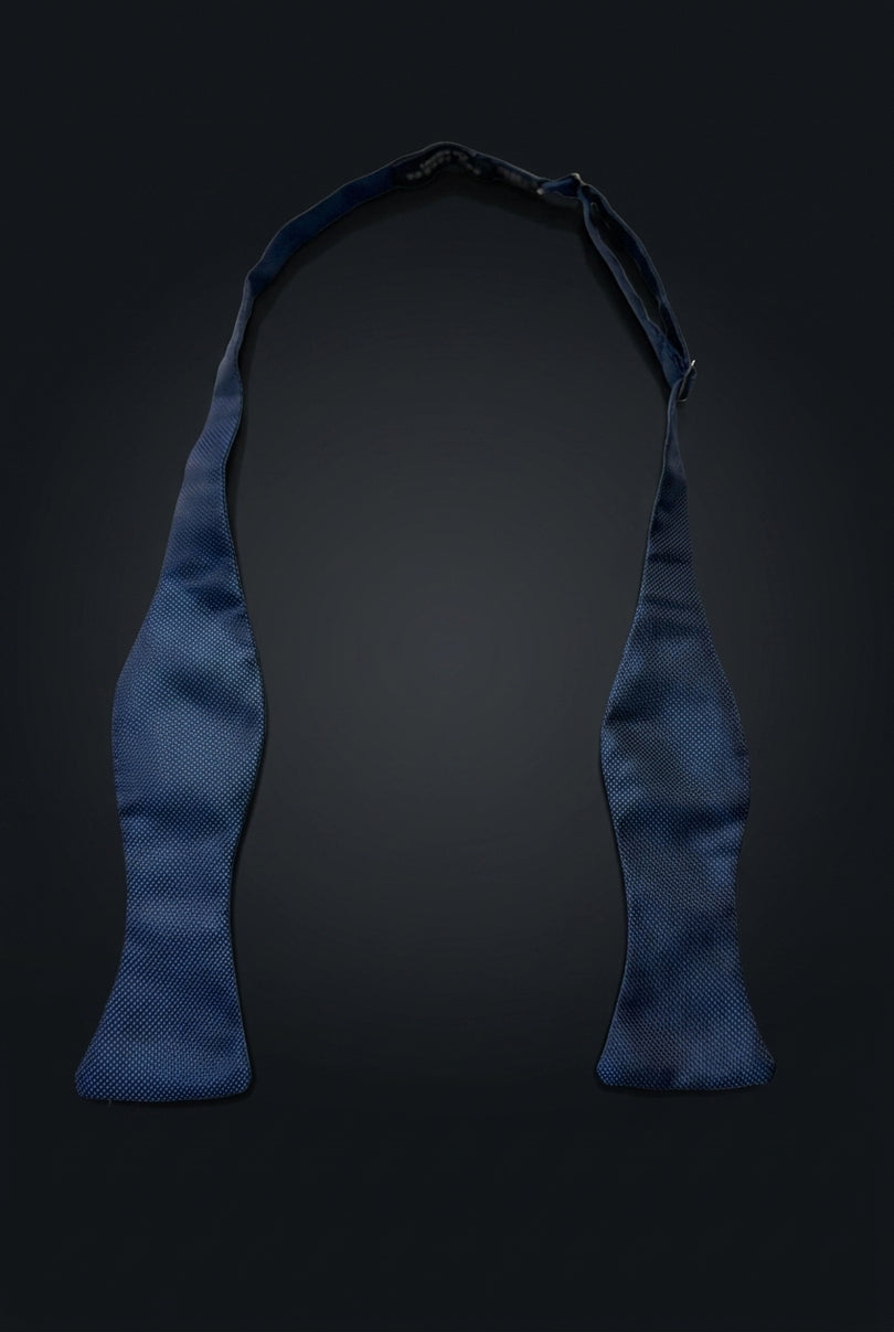 Self-Tie Bow Tie - Navy Blue Dotted - front