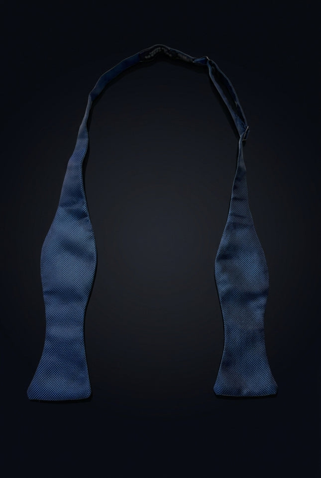 Self-Tie Bow Tie - Navy Blue Dotted - untied