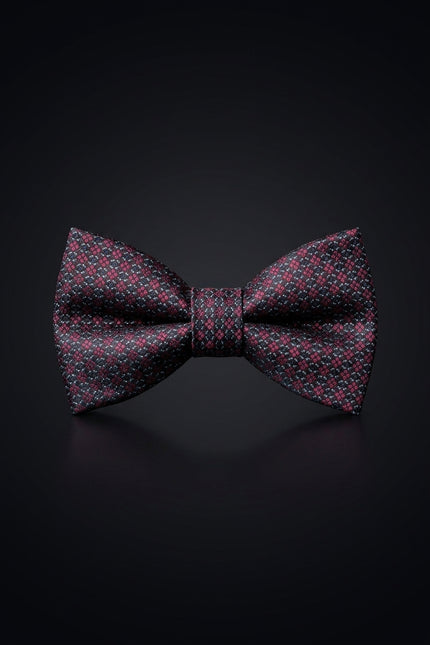 Self-Tie Bow Tie - Navy Burgundy Geometric - front