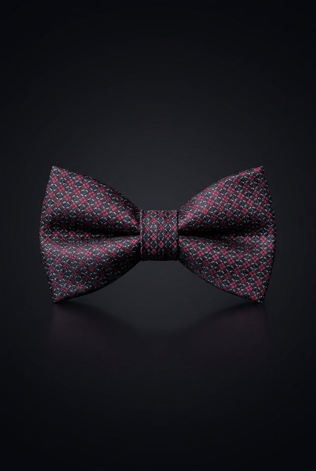 Self-Tie Bow Tie - Navy Burgundy Geometric - front